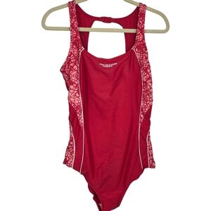 Roots One Piece in Red and White Size 14